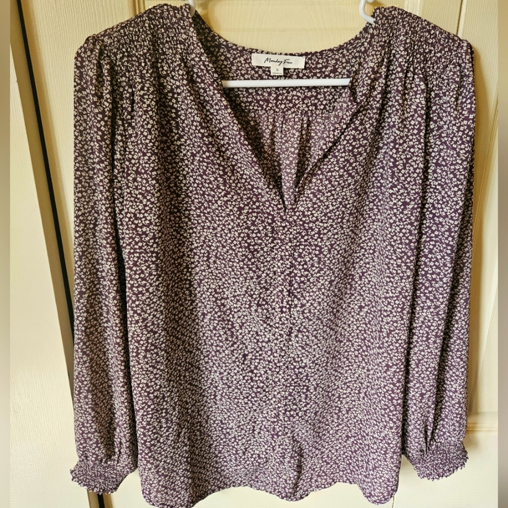 Purple floral small blouse